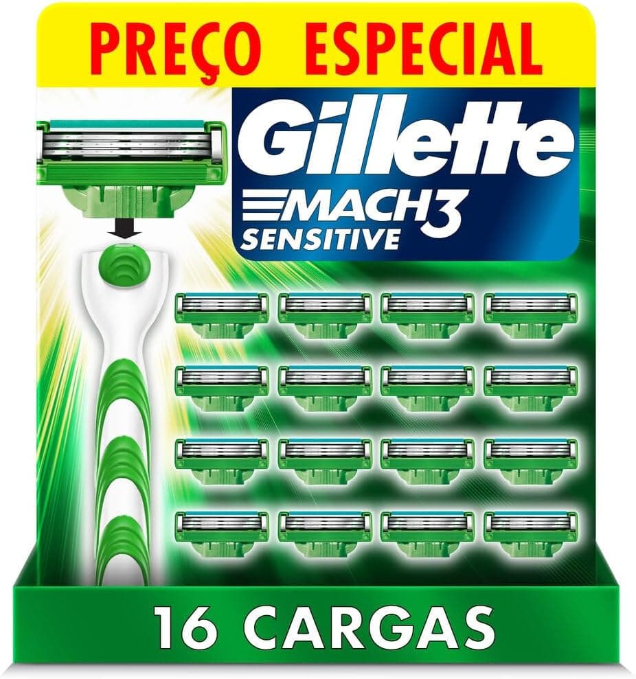 Carga para Aparelho de Barbear Gillette Mach3 Sensitive - 16 unidades